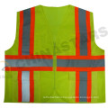 Ansi Class 2 contrasting trim tape fluorescent yellow vest with pockets